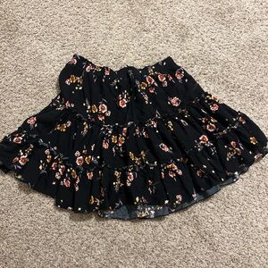 Floral Black Skirt